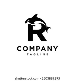 Letter R Orca Logo icon vector