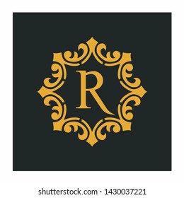 Letter R Ornament Luxury Elegant Vintage
