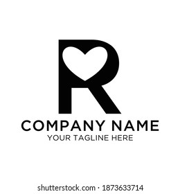 Letter R Outline Love Creative Abstract Modern Logo
