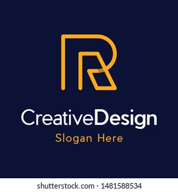 Letter R Outline Monogram Creative Modern Logo