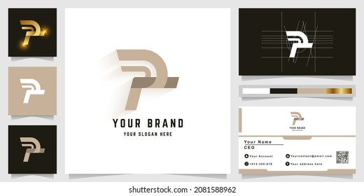 Logotipo de monograma de letra R o P con diseño de tarjeta de visita