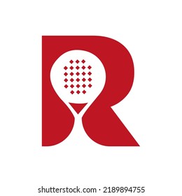 Letra R Padel Racket Design Vector Template. Símbolo del club de tenis de mesa de playa