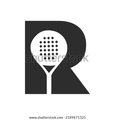 Letter R Padel Racket Logo Design Vector Template. Beach Table Tennis Club Symbol Photo stock © 