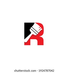 Letter R With Paint Brush Logo Vector 001