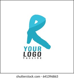 Letter R paint brush stroke vector design. Hand lettering logo.