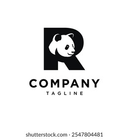 Letra R Panda Vector de icono de logotipo