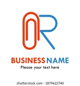 Letter r with paper clip alphabet. Suitable for Business and education logo concept 