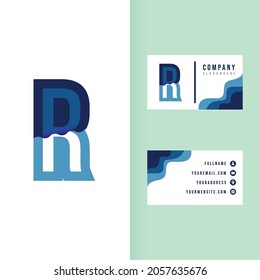 Letter R Paper Cut Style with Business Card. Font R Uppercase Logo for Creative Business 