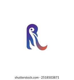 Letter R penguin logo design