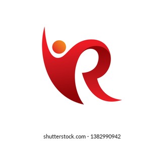 Letter R People Logo Template, Icon, Symbol
