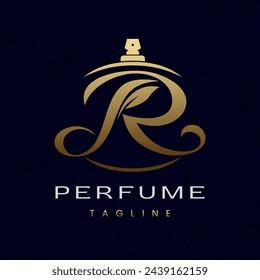 Letter R Perfume Logo Design, Elegant Luxury Scent Initial Logo