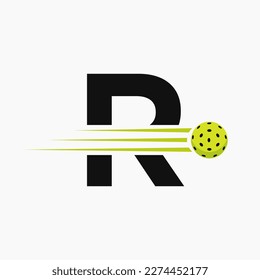 Letter R Pickleball Logo Symbol. Pickle Ball Logotype Vector Template