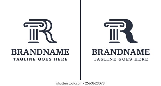 Letter R Pillar Law Logo, symbolizing strength, stability, and justice