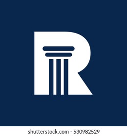 letter R and Pillar logo vector.