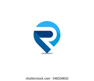 Letter R Pin Point Logo Design Element