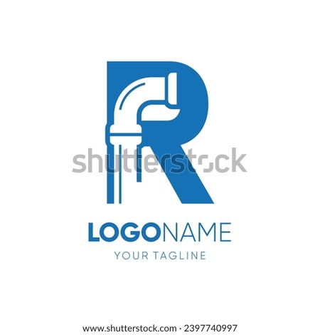 Letter R Pipe Plumbing Industrial Logo Design Vector Icon Graphic Emblem Illustration Stock foto © 