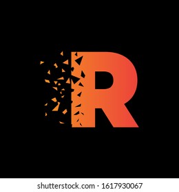 letter R pixel creative logo design