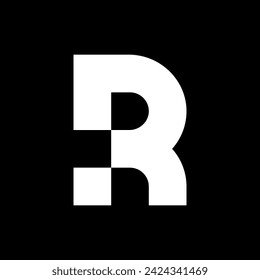 Letter R pixel digital simple creative logo