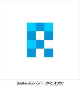 Signo vectorial de diseño de logotipo de píxel R 