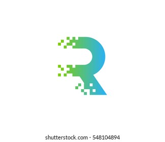 Letter R Pixel Logo Design Element