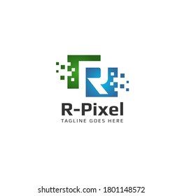 Letter R Pixel Logo - Digital Monogram Vector - Initial Icon and Symbol Illustration