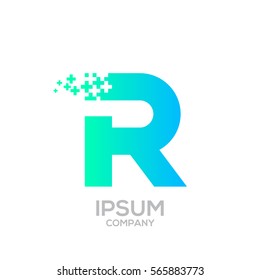 Letter R Pixel logo, Plus sign logo, Medical health care hospital symbol, Technology and digital logotype