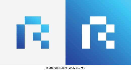 Letter R pixels logo initial design template