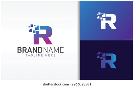 letter R pixels logo vector