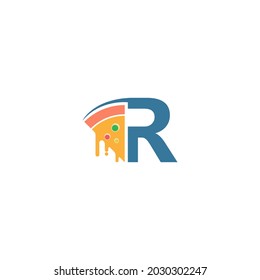 Letter R with pizza icon logo vector template