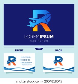 Letter R Plane Logo Design Vector Graphic Icon Illustration