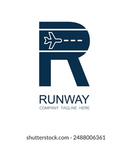 Buchstabe R mit Plane Logo Design Vektorgrafik Silhouette Illustration