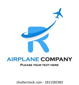 Letter r with plane vector logo. Suitable for travel,transportation, agency, brand, corporate etc