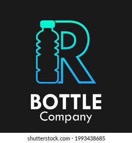 Letter r  with plastic bottle logo template illustration