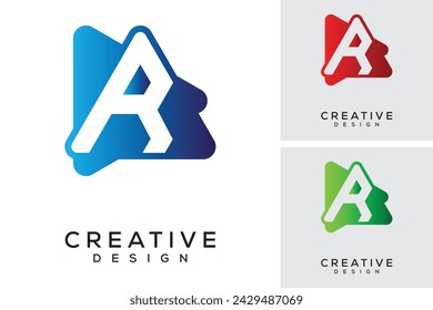 Letter R Play Button Design Template