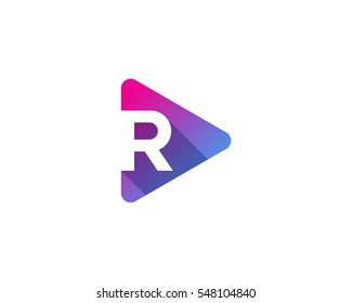 Letter R Play Media Logo Design Element