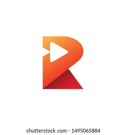Letter R Playlist Logo template