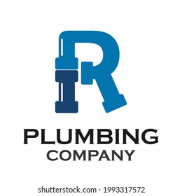 Letter r with plumbing logo template illustration