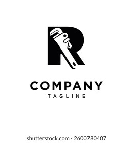 Letter R Plumbing Wrench Logo Icon Vector