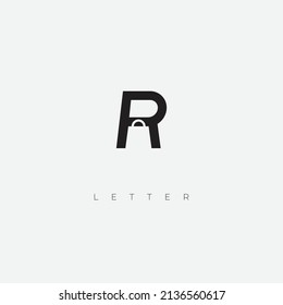 Letter R plus negative space shopping bag logo icon