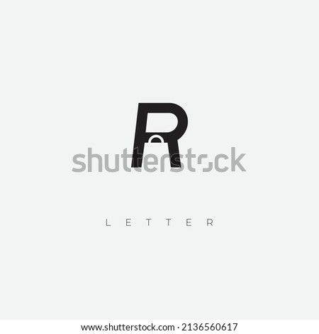 Letter R plus negative space shopping bag logo icon