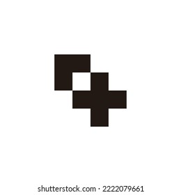 Letter r plus, square geometric symbol simple logo vector