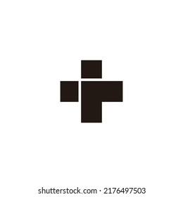 Letter r plus, square, outline geometric symbol simple logo vector