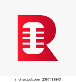 Letter R Podcast Logo. Music Symbol Vector Template