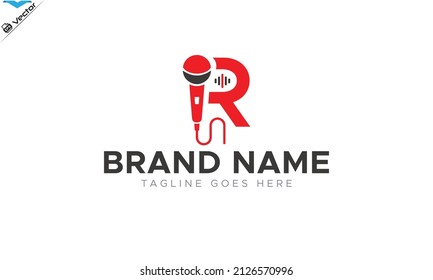 Letter R Podcast logo perfect for recording studio logo