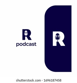 Letter R Podcast Record Logo Icon Design