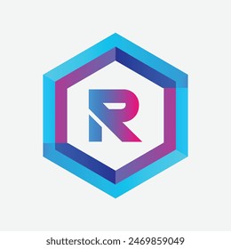 LETTER R POLYGON LOGO DESIGN CONCEPT BRANDING