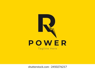 Letter R Power Energy logo. abstract letter R with lightning bolt combination, tunder bolt design logo template, vector illustration