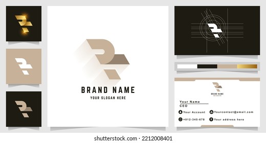 Logo de monograma de carta R o PR con diseño de tarjeta de visita