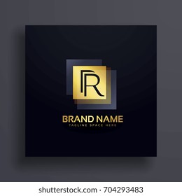 letter R premium logo design concept in gold