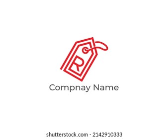 Letter R Price Tag Logo Concept sign icon symbol Design. Vector illustration logo template